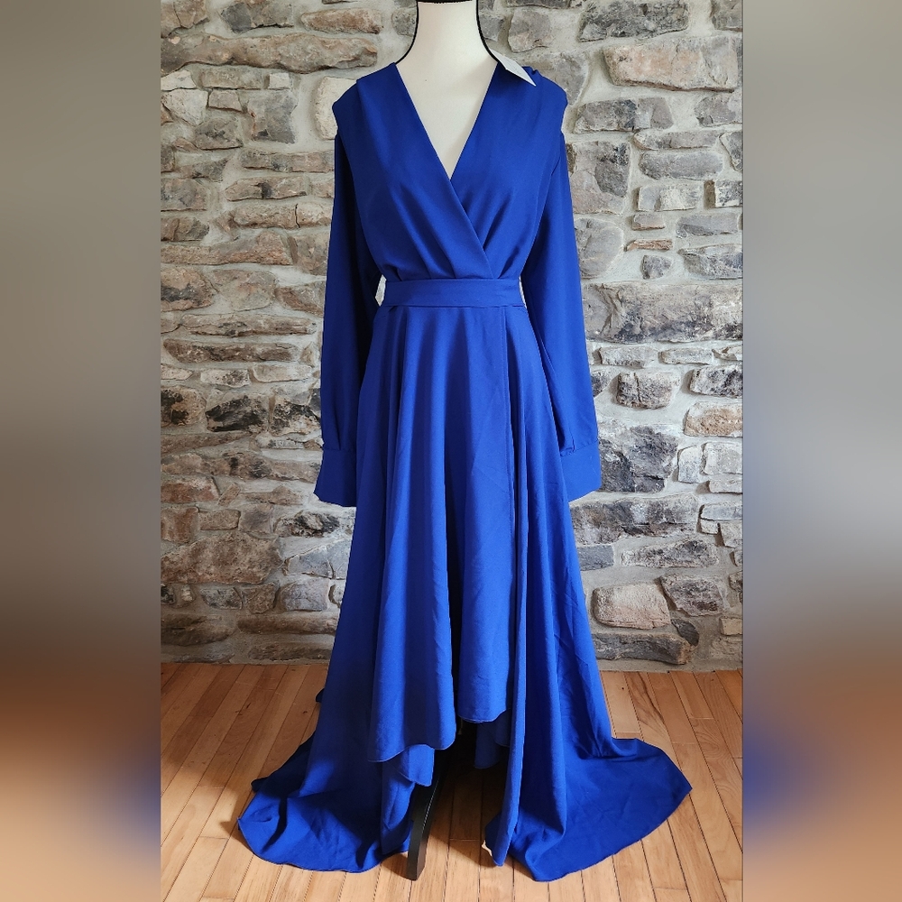 Elegant Blue Wrap Dress